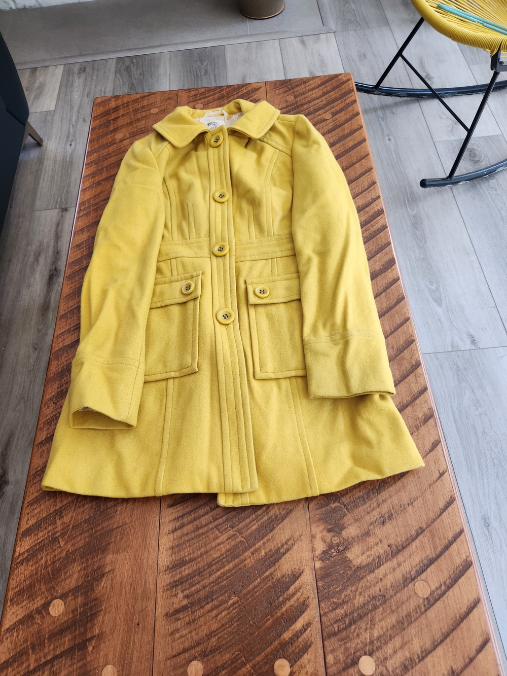 Tulle Chartreuse Yellow Button-Front Peacoat